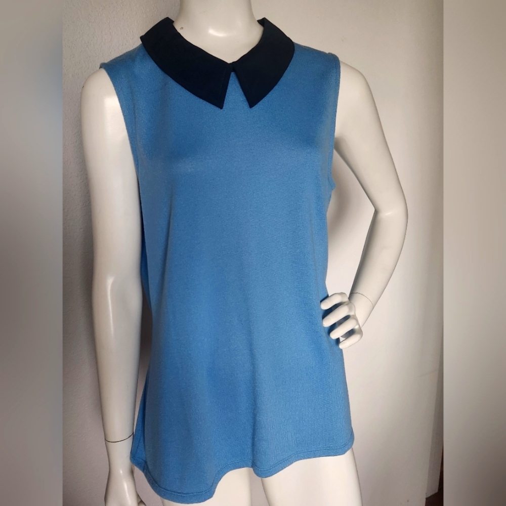 Blue sleeveless blouse